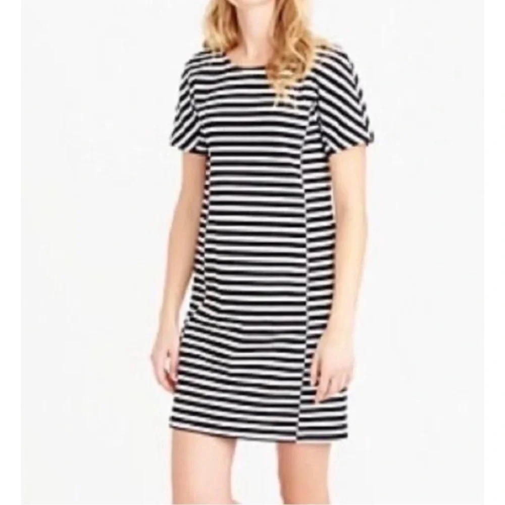 J. Crew Black/White Strip Shift Dress - XS